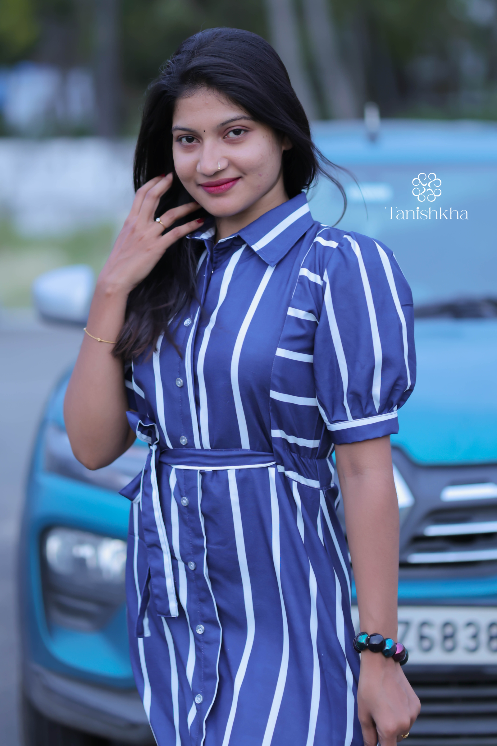 Indigo Stride Smart Striped Midi