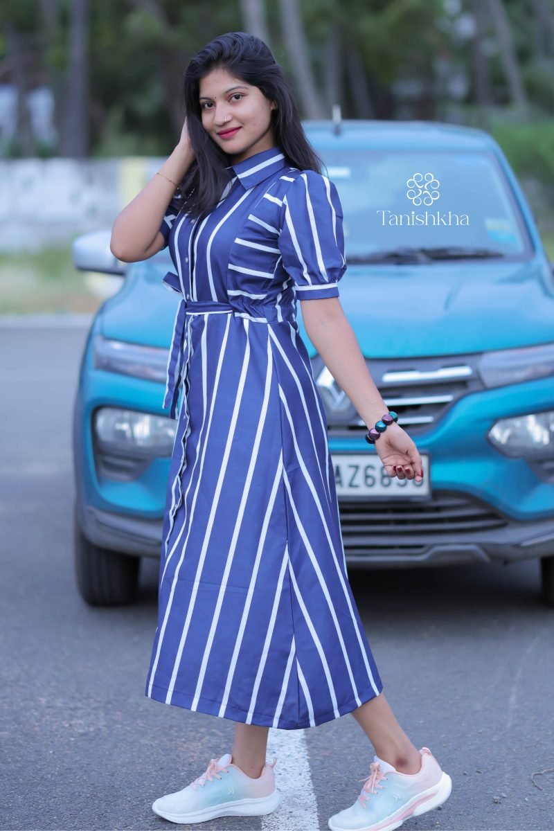 Indigo Stride Smart Striped Midi – Navy Blue – view 5
