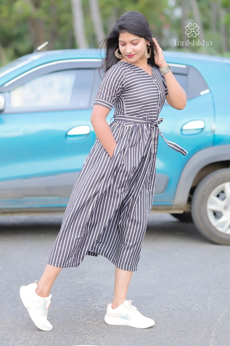 Urban Monochrome Shirt Dress – Black and White – view 6
