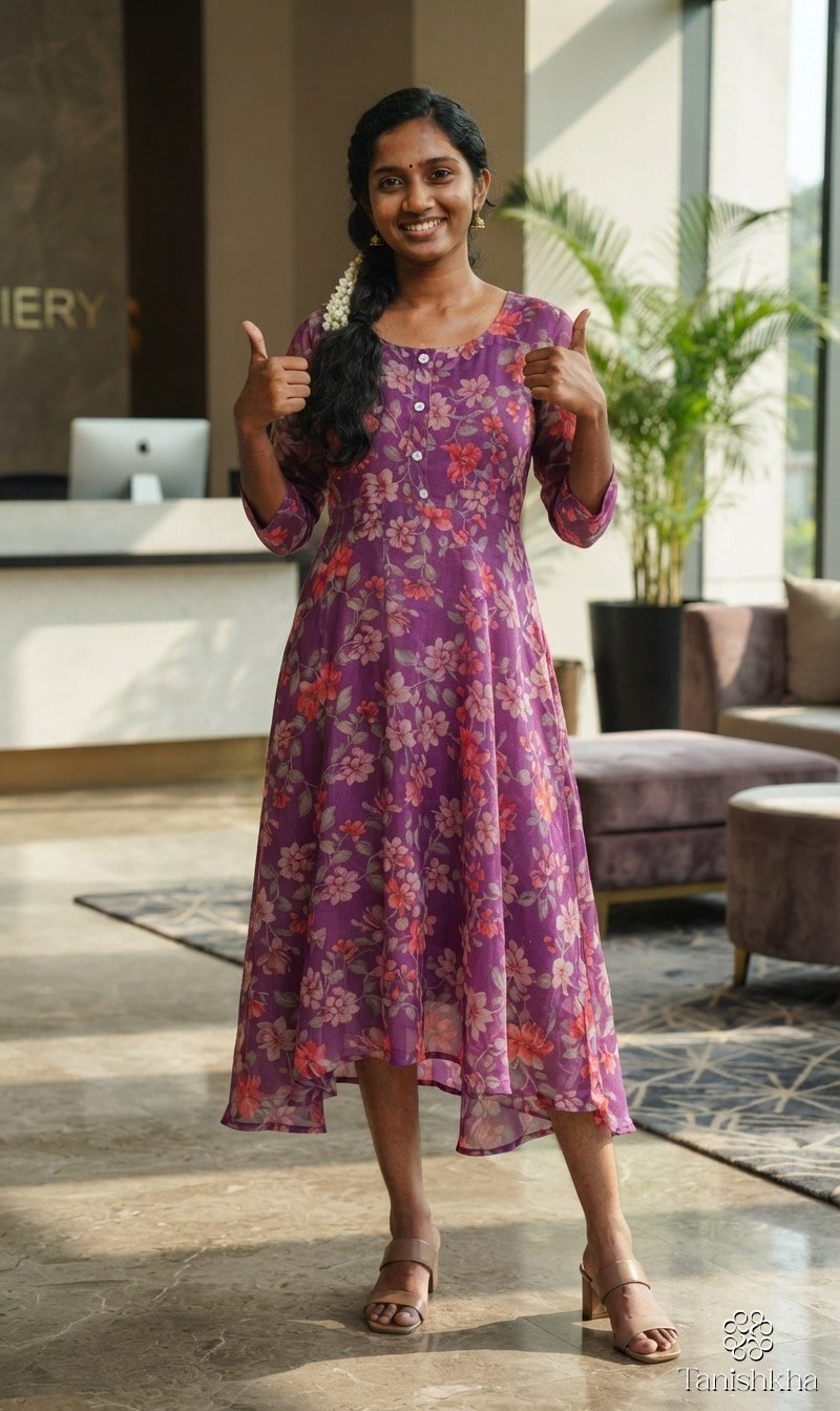 Plum Blossom Organza Fit and Flare Midi Dress – Plum Purple – view 6