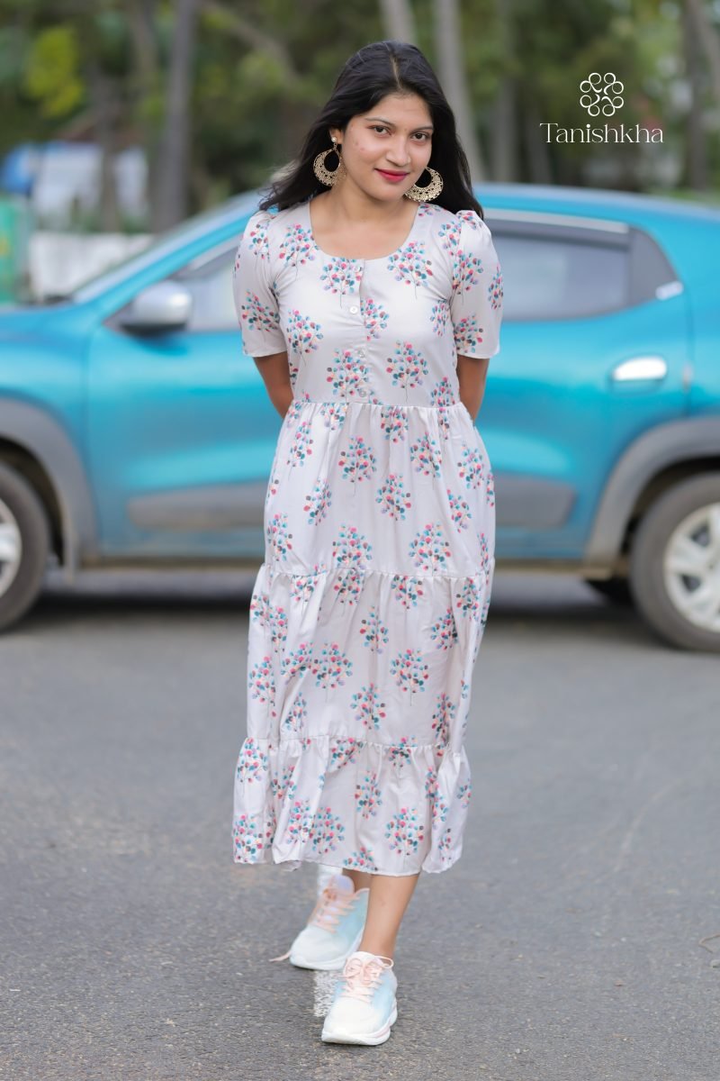 Blossom Tier Midi Dress – Grey – view 2