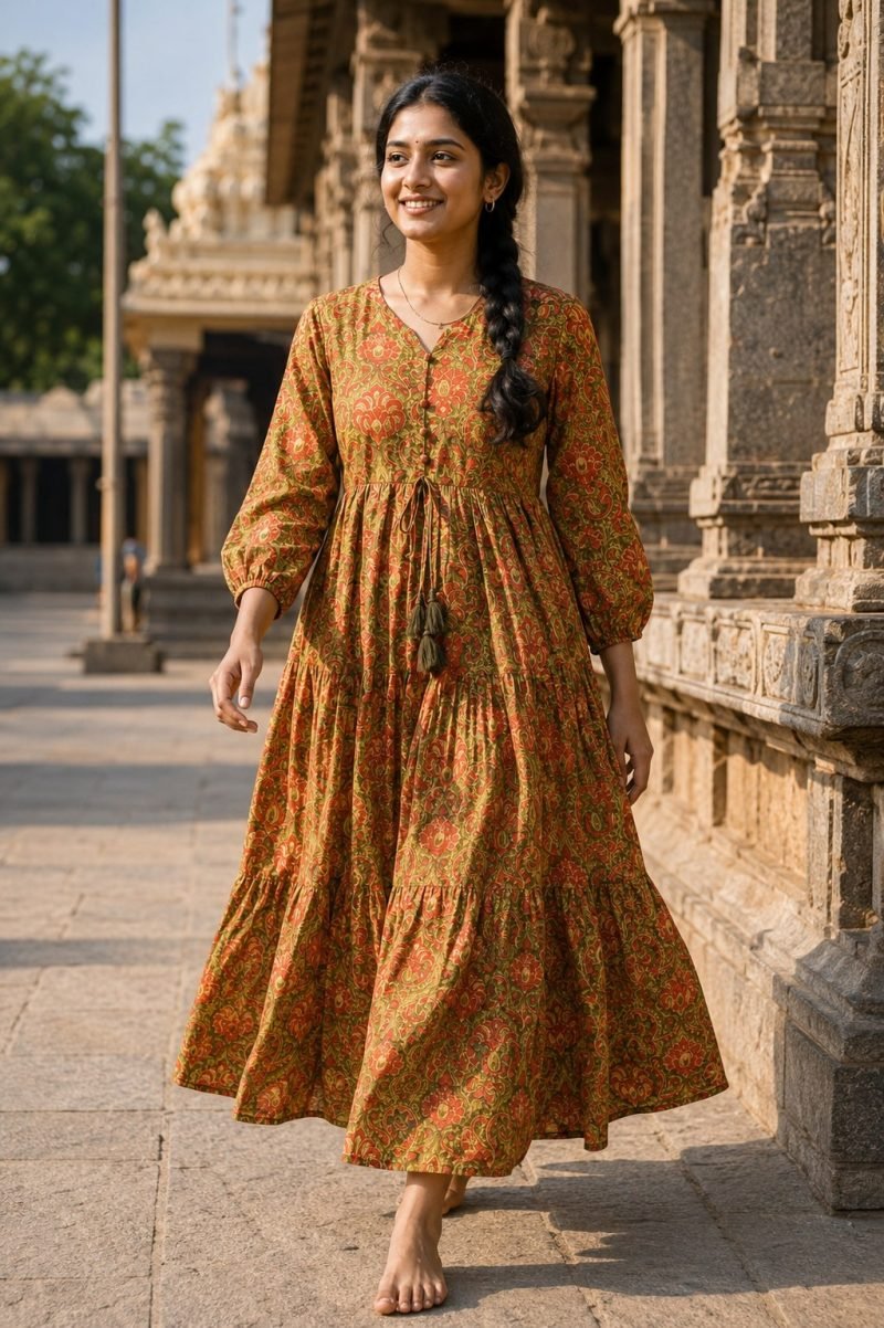 Marigold Trail Tiered Maxi Dress – Mustard – view 4