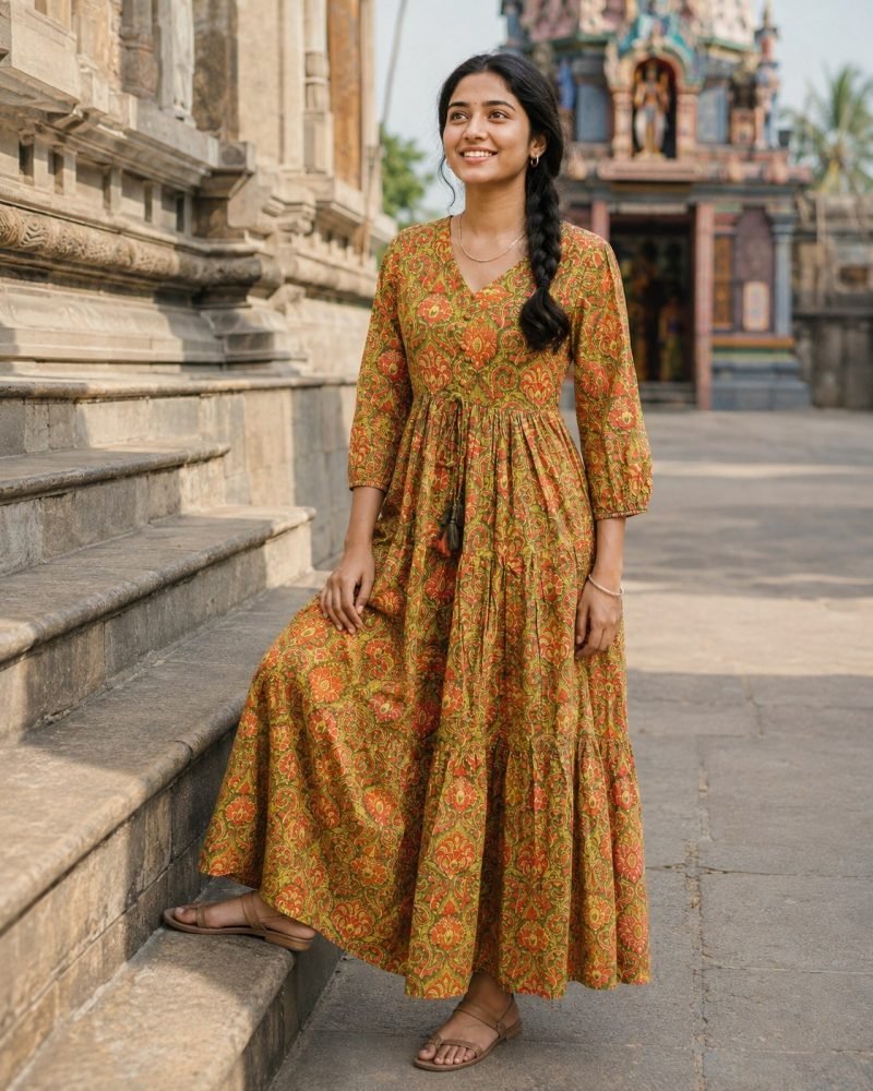 Marigold Trail Tiered Maxi Dress – Mustard – view 5