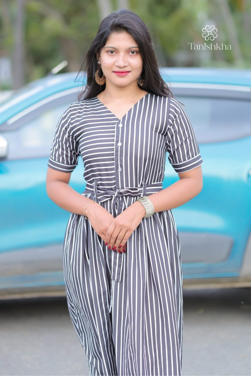 Urban Monochrome Shirt Dress – Black and White – view 5