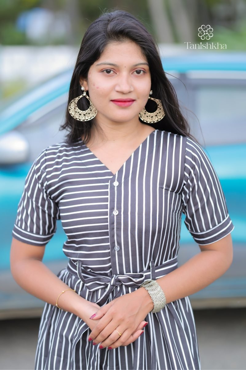 Urban Monochrome Shirt Dress – Black and White – view 2