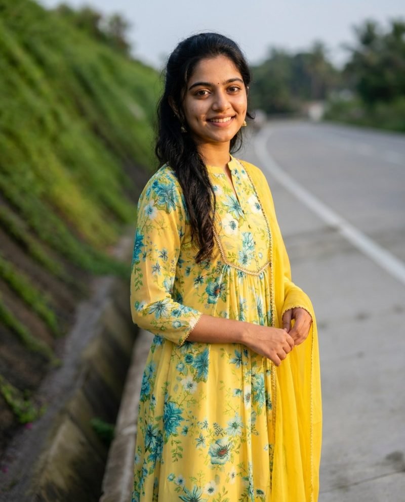 Lemon Meadow Yellow Floral Georgette Kurta Set with Dupatta – Yellow – view 6