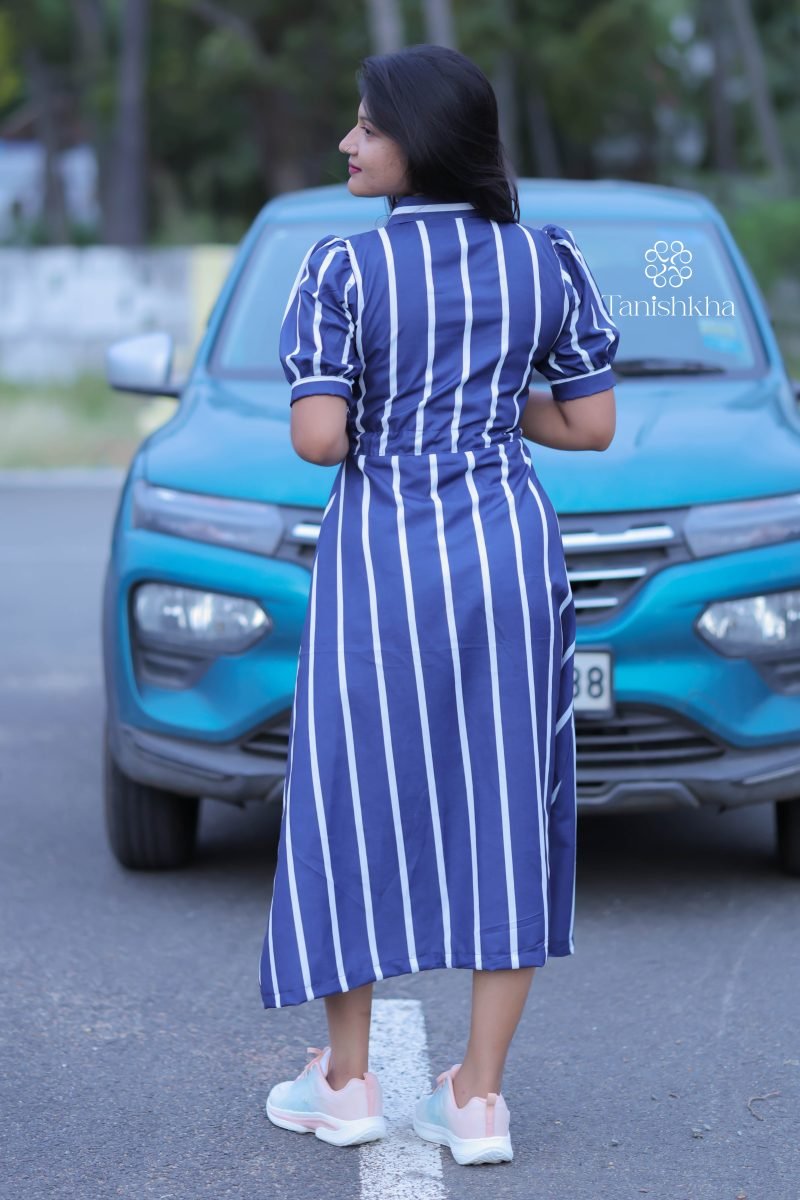 Indigo Stride Smart Striped Midi – Navy Blue – view 4