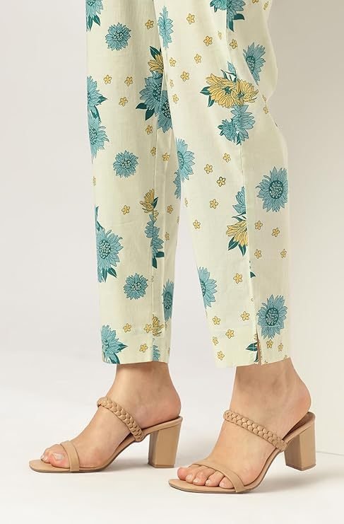 Mint Floral Pure Cotton Tiered Kurta Set – Mint – view 2