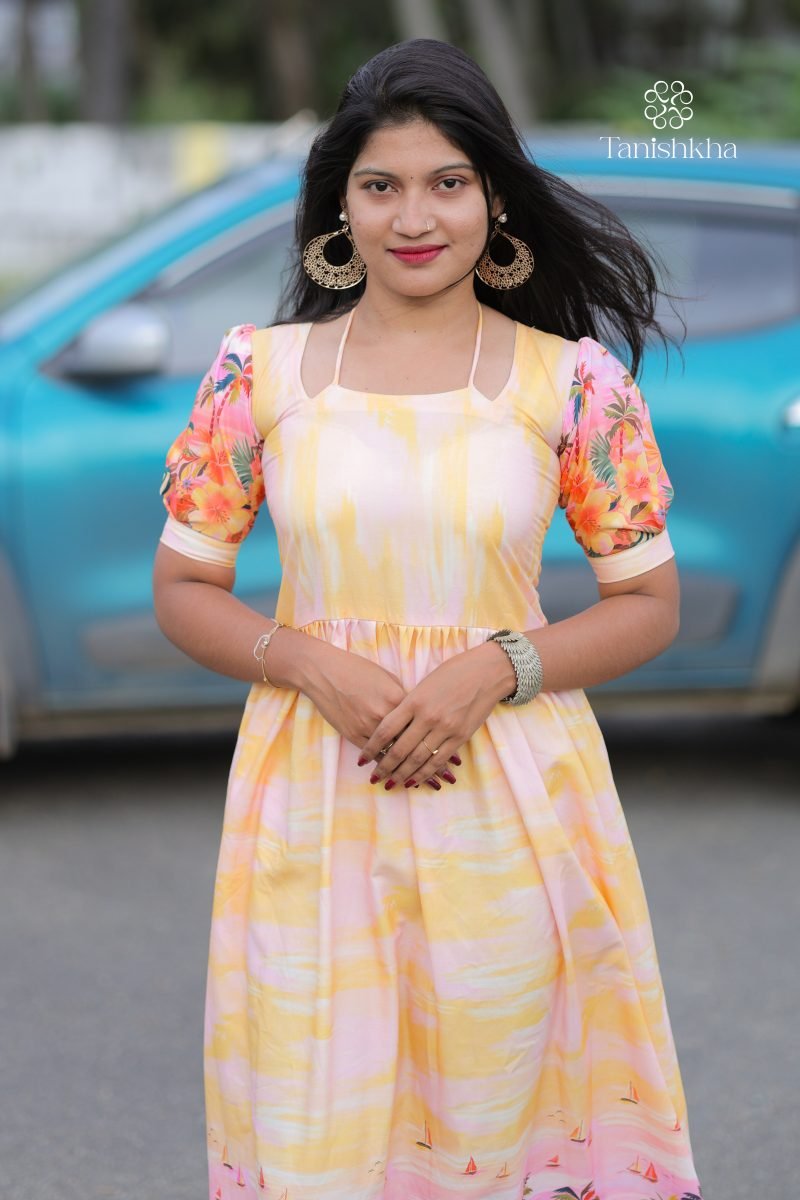 Tropical Sunset Midi – Peach Yellow – view 3