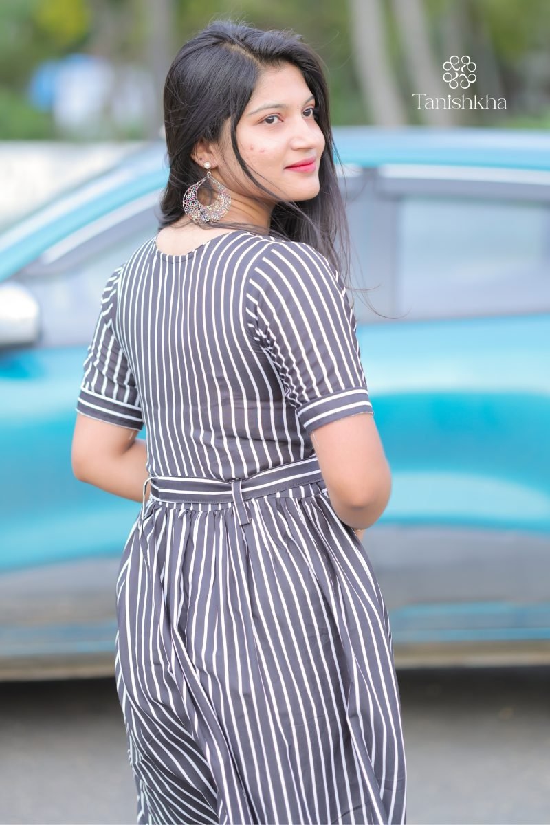 Urban Monochrome Shirt Dress – Black and White – view 3