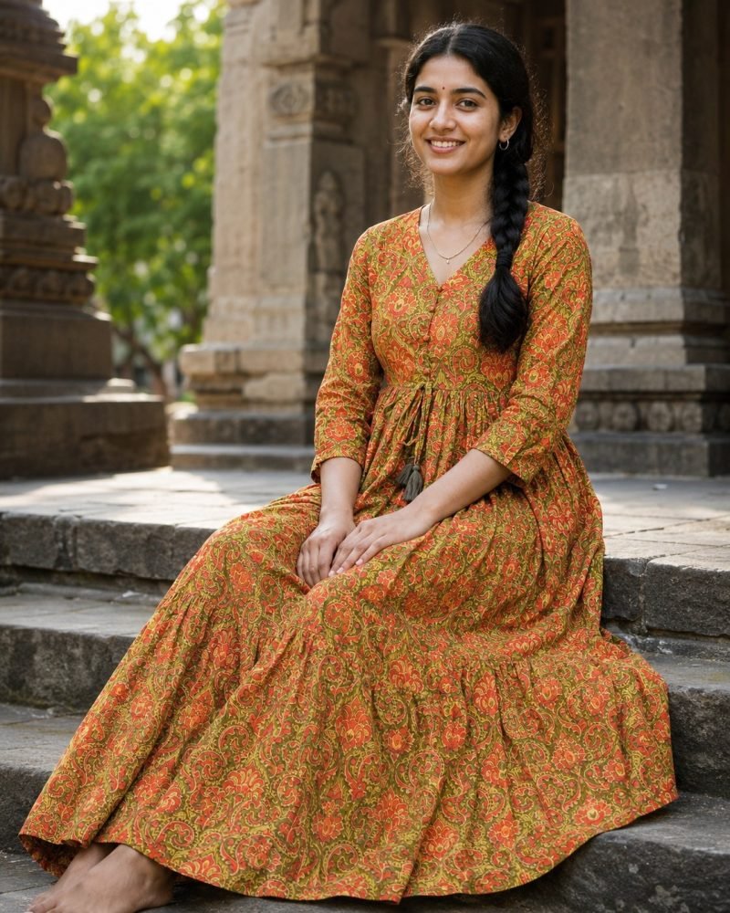 Marigold Trail Tiered Maxi Dress – Mustard – view 7
