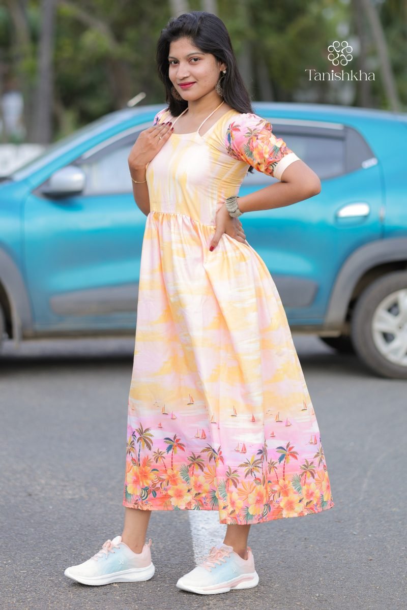 Tropical Sunset Midi – Peach Yellow – view 5