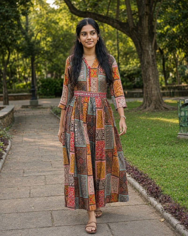 Patchwork Tales Multicolour Ethnic Print Maxi Dress – Multicolour – view 8